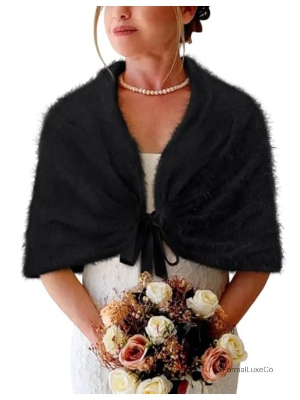 Knitted Shawl Wrap Winter Bridal Wedding Stole Shrug Cover Up Acrylic Nylon